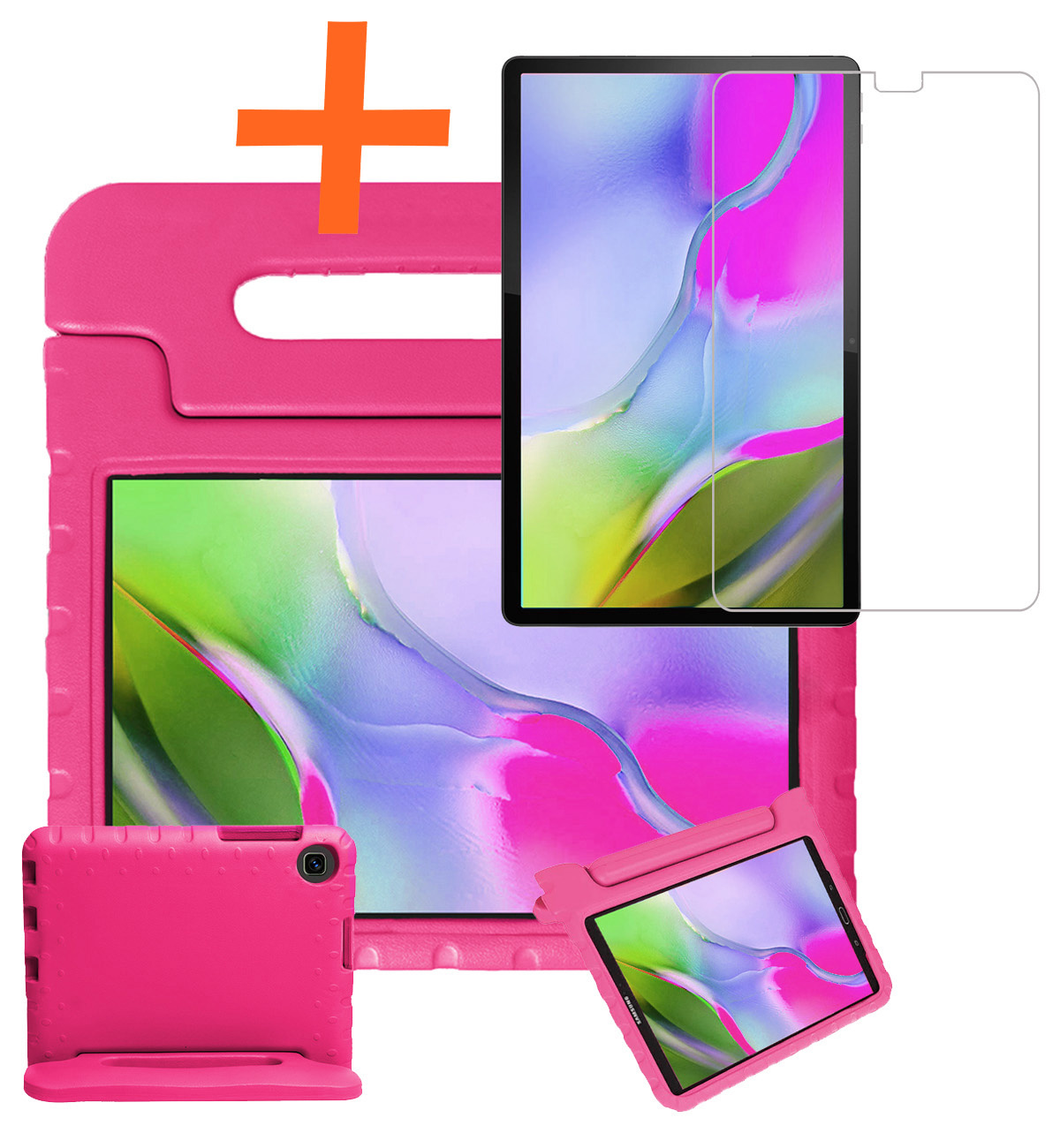 Nomfy Hoes Geschikt voor Samsung Galaxy Tab A 10.1 2019 Hoes Bumper Kindvriendelijk Kids Case Kinderhoes Met Screenprotector - Hoesje Geschikt voor Samsung Tab A 10.1 2019 Hoesje Shockproof Cover Hoes - Roze
