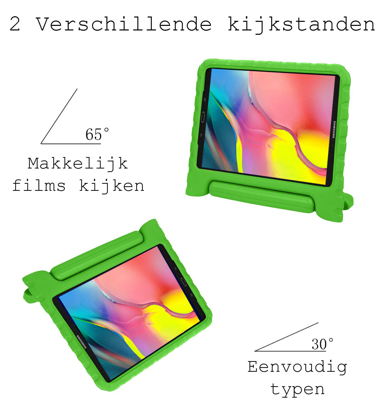 BASEY. Hoesje Geschikt voor Samsung Galaxy Tab A 10.1 2019 Hoesje Kinder Hoes Shockproof Kinderhoes - Kindvriendelijk Hoesje Geschikt voor Samsung Tab A 10.1 2019 Hoes Kids Case - Groen