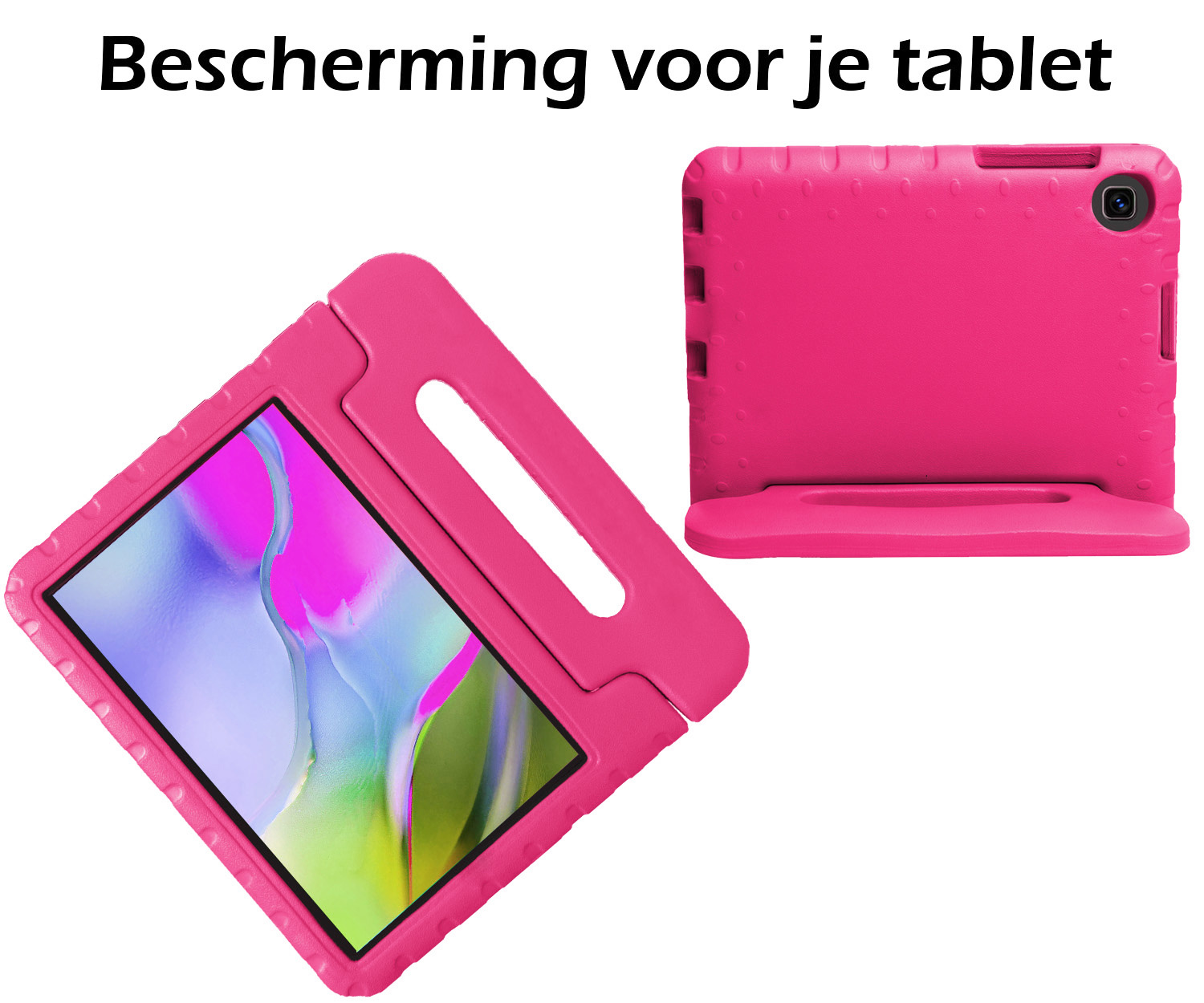 Nomfy Hoes Geschikt voor Samsung Galaxy Tab A 10.1 2019 Hoes Bumper Kindvriendelijk Kids Case Kinderhoes Met Screenprotector - Hoesje Geschikt voor Samsung Tab A 10.1 2019 Hoesje Shockproof Cover Hoes - Roze