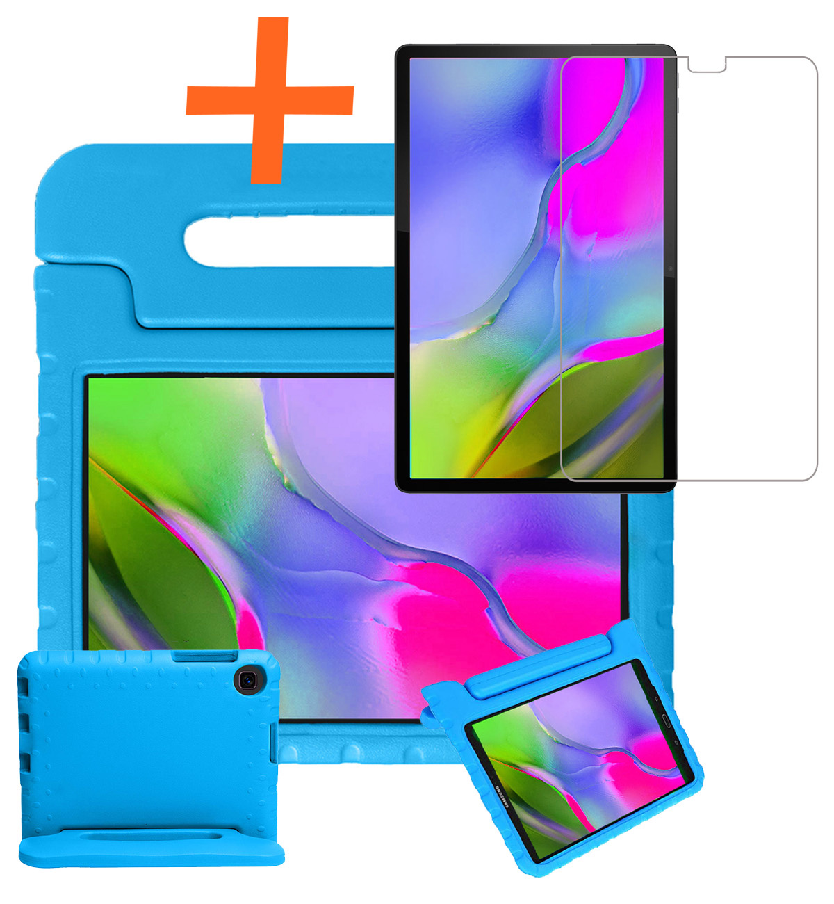 Nomfy Hoes Geschikt voor Samsung Galaxy Tab A 10.1 2019 Hoes Bumper Kindvriendelijk Kids Case Kinderhoes Met Screenprotector - Hoesje Geschikt voor Samsung Tab A 10.1 2019 Hoesje Shockproof Cover Hoes - Blauw