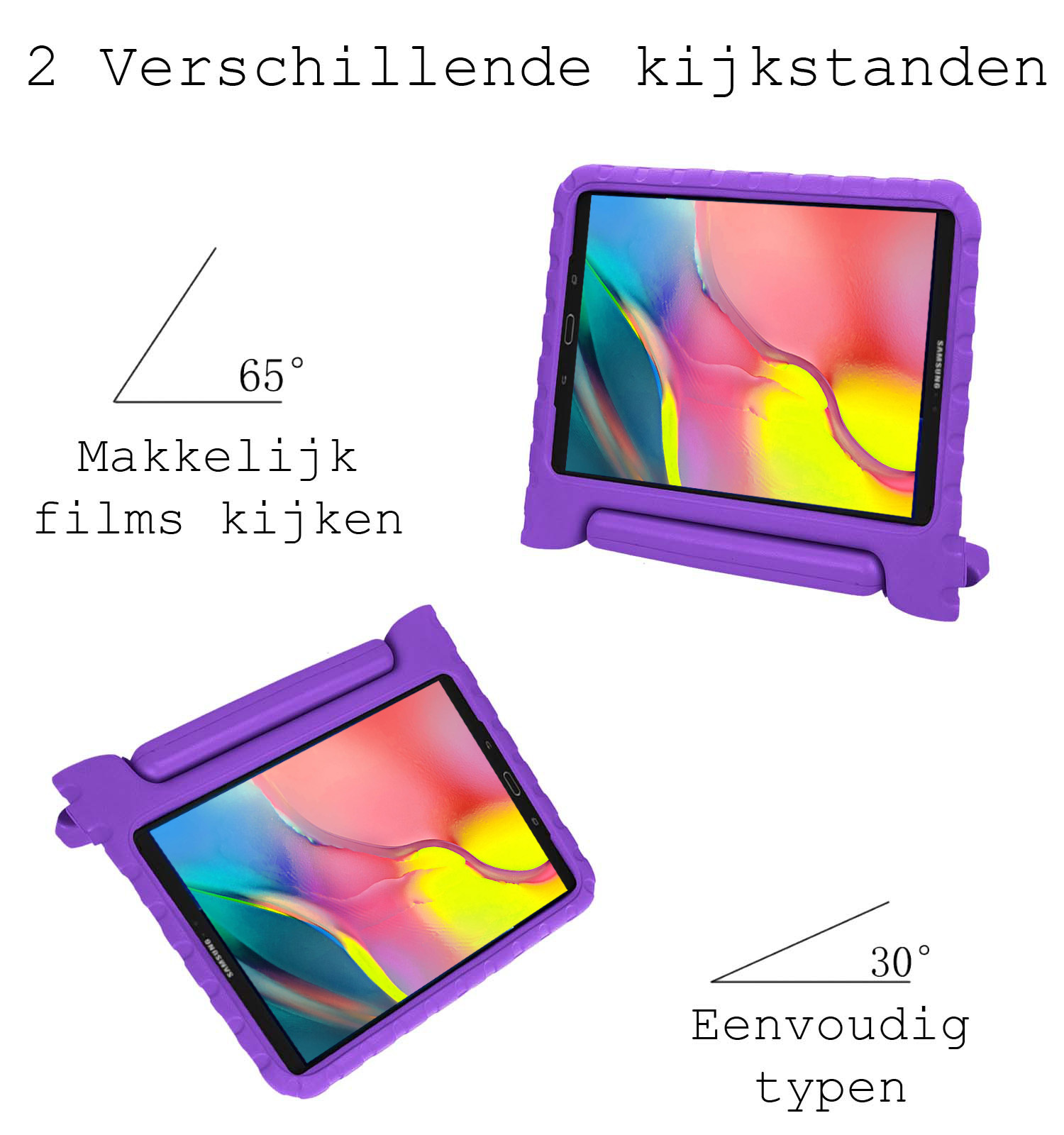 BASEY. Hoesje Geschikt voor Samsung Galaxy Tab A 10.1 2019 Hoesje Kinder Hoes Shockproof Kinderhoes - Kindvriendelijk Hoesje Geschikt voor Samsung Tab A 10.1 2019 Hoes Kids Case - Paars