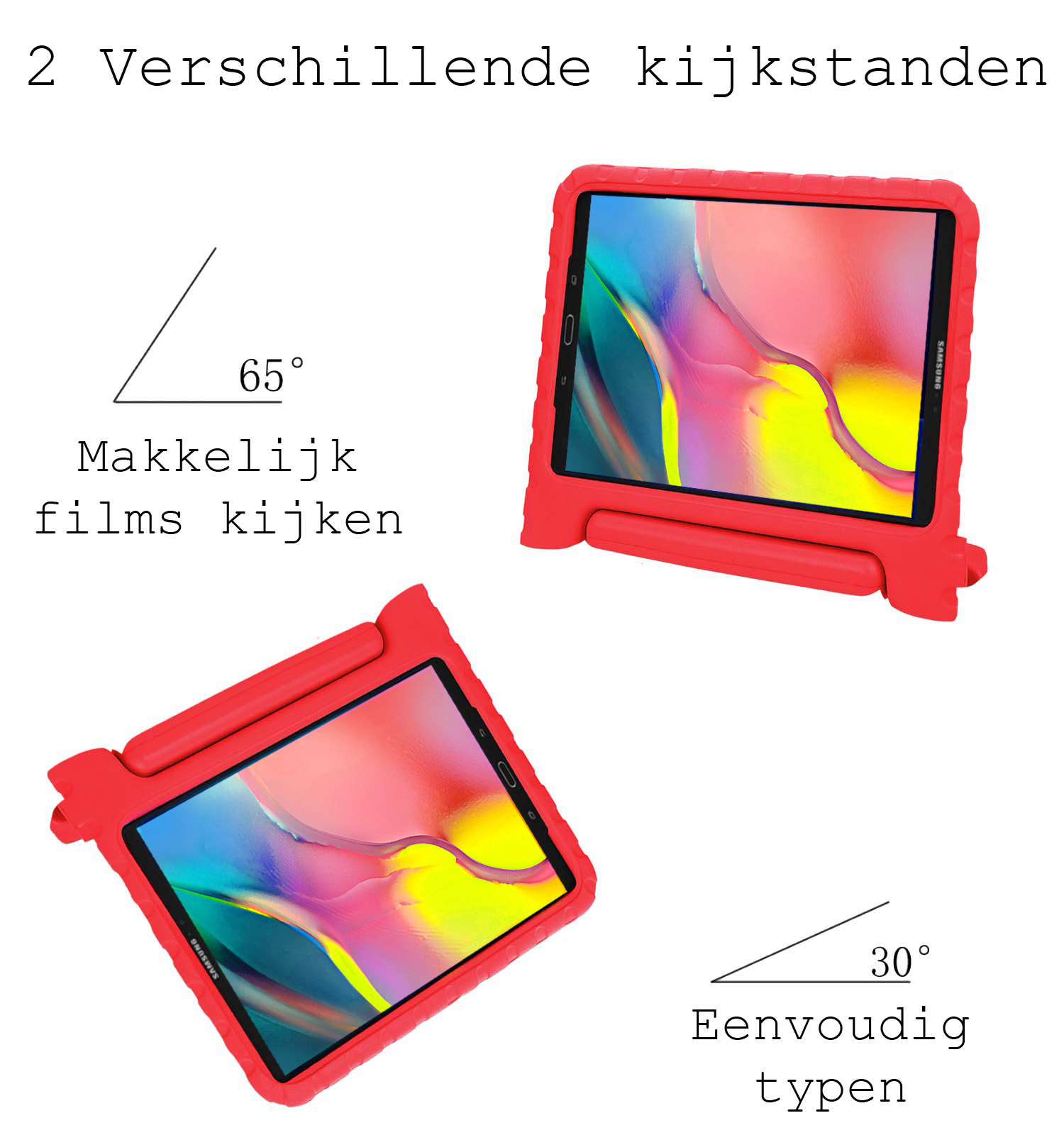 BASEY. Hoesje Geschikt voor Samsung Galaxy Tab A 10.1 2019 Hoesje Kinder Hoes Shockproof Kinderhoes - Kindvriendelijk Hoesje Geschikt voor Samsung Tab A 10.1 2019 Hoes Kids Case - Rood