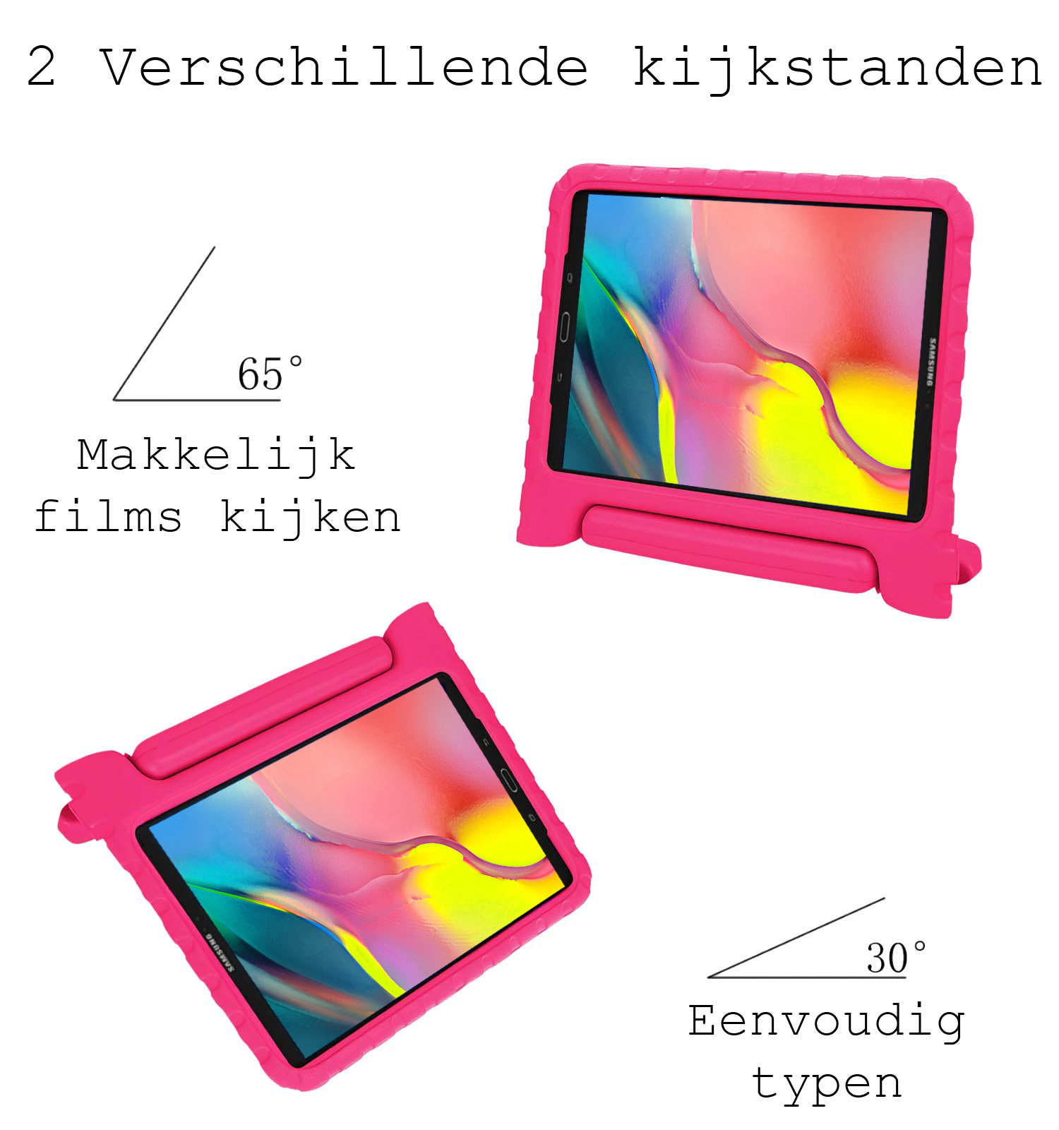 BASEY. Hoesje Geschikt voor Samsung Galaxy Tab A 10.1 2019 Hoesje Kinder Hoes Shockproof Kinderhoes - Kindvriendelijk Hoesje Geschikt voor Samsung Tab A 10.1 2019 Hoes Kids Case - Roze