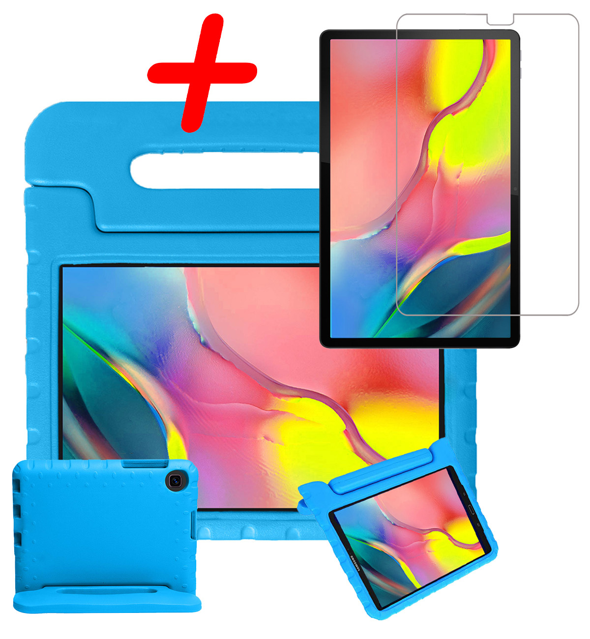 BASEY. Hoesje Geschikt voor Samsung Galaxy Tab A 10.1 2019 Hoesje Kinder Hoes Shockproof Kinderhoes Met Screenprotector - Kindvriendelijk Hoesje Geschikt voor Samsung Tab A 10.1 2019 Hoes Kids Case - Blauw