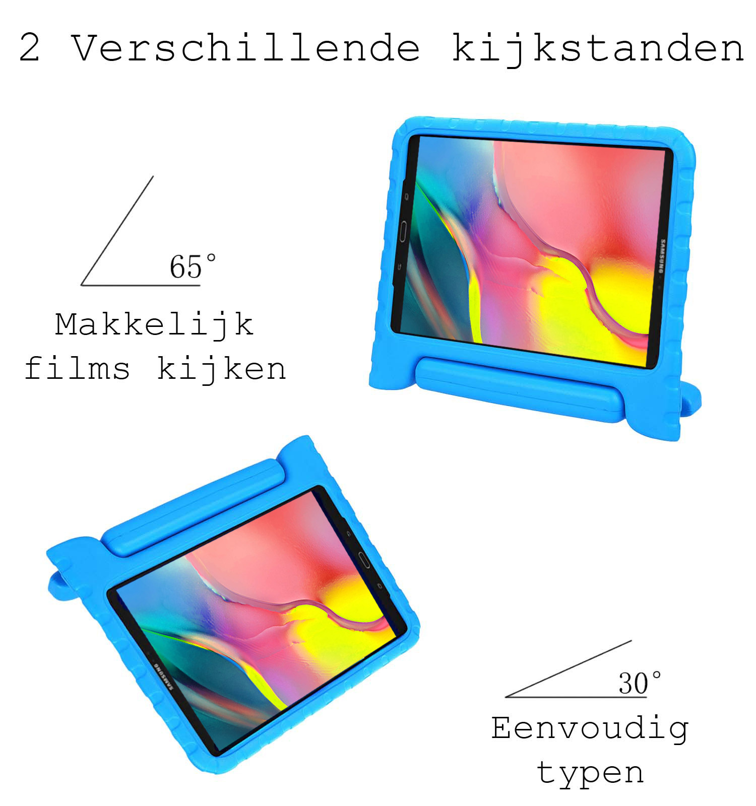 BASEY. Hoesje Geschikt voor Samsung Galaxy Tab A 10.1 2019 Hoesje Kinder Hoes Shockproof Kinderhoes Met Screenprotector - Kindvriendelijk Hoesje Geschikt voor Samsung Tab A 10.1 2019 Hoes Kids Case - Blauw