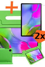 Nomfy Hoes Geschikt voor Samsung Galaxy Tab A 10.1 2019 Hoes Bumper Kindvriendelijk Kids Case Kinderhoes Met 2x Screenprotector - Hoesje Geschikt voor Samsung Tab A 10.1 2019 Hoesje Shockproof Cover Hoes - Groen