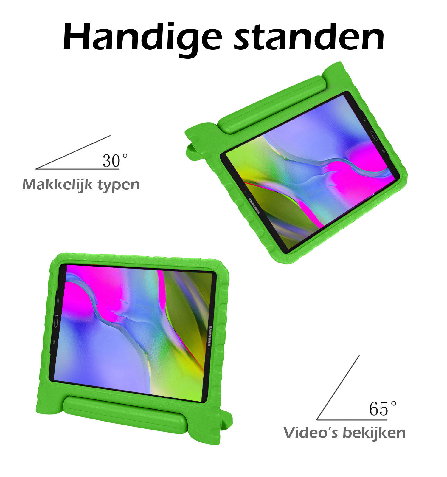 Nomfy Hoes Geschikt voor Samsung Galaxy Tab A 10.1 2019 Hoes Bumper Kindvriendelijk Kids Case Kinderhoes Met 2x Screenprotector - Hoesje Geschikt voor Samsung Tab A 10.1 2019 Hoesje Shockproof Cover Hoes - Groen