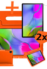 Nomfy Hoes Geschikt voor Samsung Galaxy Tab A 10.1 2019 Hoes Bumper Kindvriendelijk Kids Case Kinderhoes Met 2x Screenprotector - Hoesje Geschikt voor Samsung Tab A 10.1 2019 Hoesje Shockproof Cover Hoes - Oranje