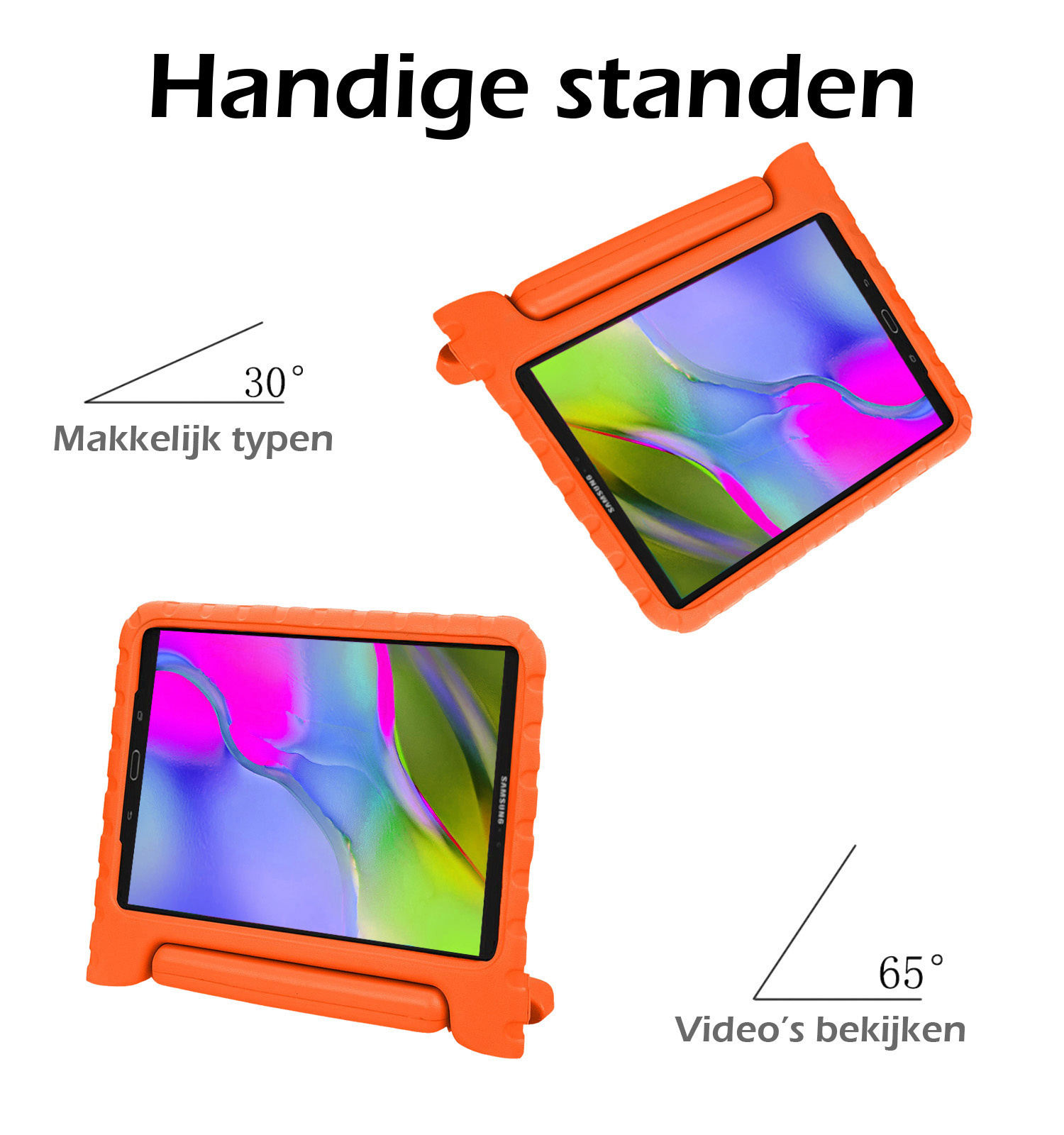 Nomfy Hoes Geschikt voor Samsung Galaxy Tab A 10.1 2019 Hoes Bumper Kindvriendelijk Kids Case Kinderhoes Met 2x Screenprotector - Hoesje Geschikt voor Samsung Tab A 10.1 2019 Hoesje Shockproof Cover Hoes - Oranje