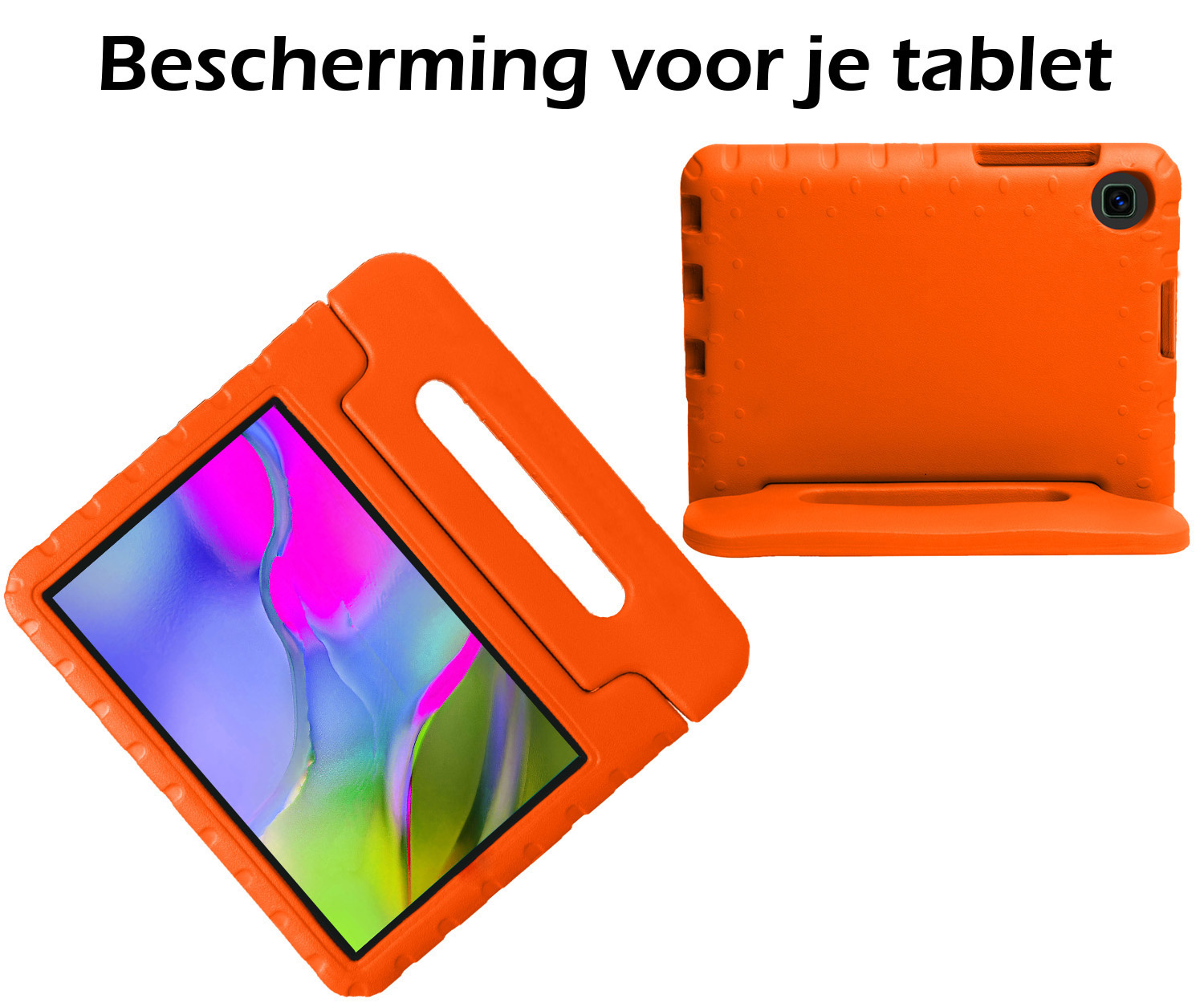 Nomfy Hoes Geschikt voor Samsung Galaxy Tab A 10.1 2019 Hoes Bumper Kindvriendelijk Kids Case Kinderhoes Met 2x Screenprotector - Hoesje Geschikt voor Samsung Tab A 10.1 2019 Hoesje Shockproof Cover Hoes - Oranje