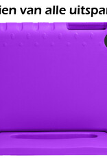 Nomfy Hoes Geschikt voor Samsung Galaxy Tab A 10.1 2019 Hoes Bumper Kindvriendelijk Kids Case Kinderhoes Met 2x Screenprotector - Hoesje Geschikt voor Samsung Tab A 10.1 2019 Hoesje Shockproof Cover Hoes - Paars