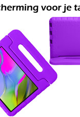 Nomfy Hoes Geschikt voor Samsung Galaxy Tab A 10.1 2019 Hoes Bumper Kindvriendelijk Kids Case Kinderhoes Met 2x Screenprotector - Hoesje Geschikt voor Samsung Tab A 10.1 2019 Hoesje Shockproof Cover Hoes - Paars