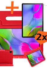 Nomfy Hoes Geschikt voor Samsung Galaxy Tab A 10.1 2019 Hoes Bumper Kindvriendelijk Kids Case Kinderhoes Met 2x Screenprotector - Hoesje Geschikt voor Samsung Tab A 10.1 2019 Hoesje Shockproof Cover Hoes - Rood