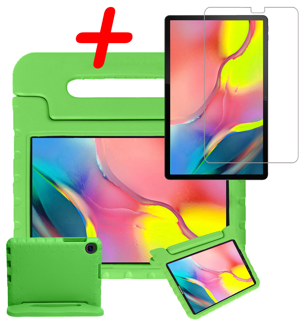 BASEY. Hoesje Geschikt voor Samsung Galaxy Tab A 10.1 2019 Hoesje Kinder Hoes Shockproof Kinderhoes Met Screenprotector - Kindvriendelijk Hoesje Geschikt voor Samsung Tab A 10.1 2019 Hoes Kids Case - Groen