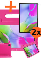 Nomfy Hoes Geschikt voor Samsung Galaxy Tab A 10.1 2019 Hoes Bumper Kindvriendelijk Kids Case Kinderhoes Met 2x Screenprotector - Hoesje Geschikt voor Samsung Tab A 10.1 2019 Hoesje Shockproof Cover Hoes - Roze