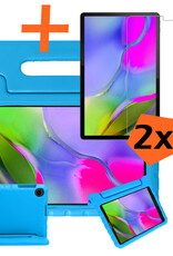 Nomfy Hoes Geschikt voor Samsung Galaxy Tab A 10.1 2019 Hoes Bumper Kindvriendelijk Kids Case Kinderhoes Met 2x Screenprotector - Hoesje Geschikt voor Samsung Tab A 10.1 2019 Hoesje Shockproof Cover Hoes - Blauw