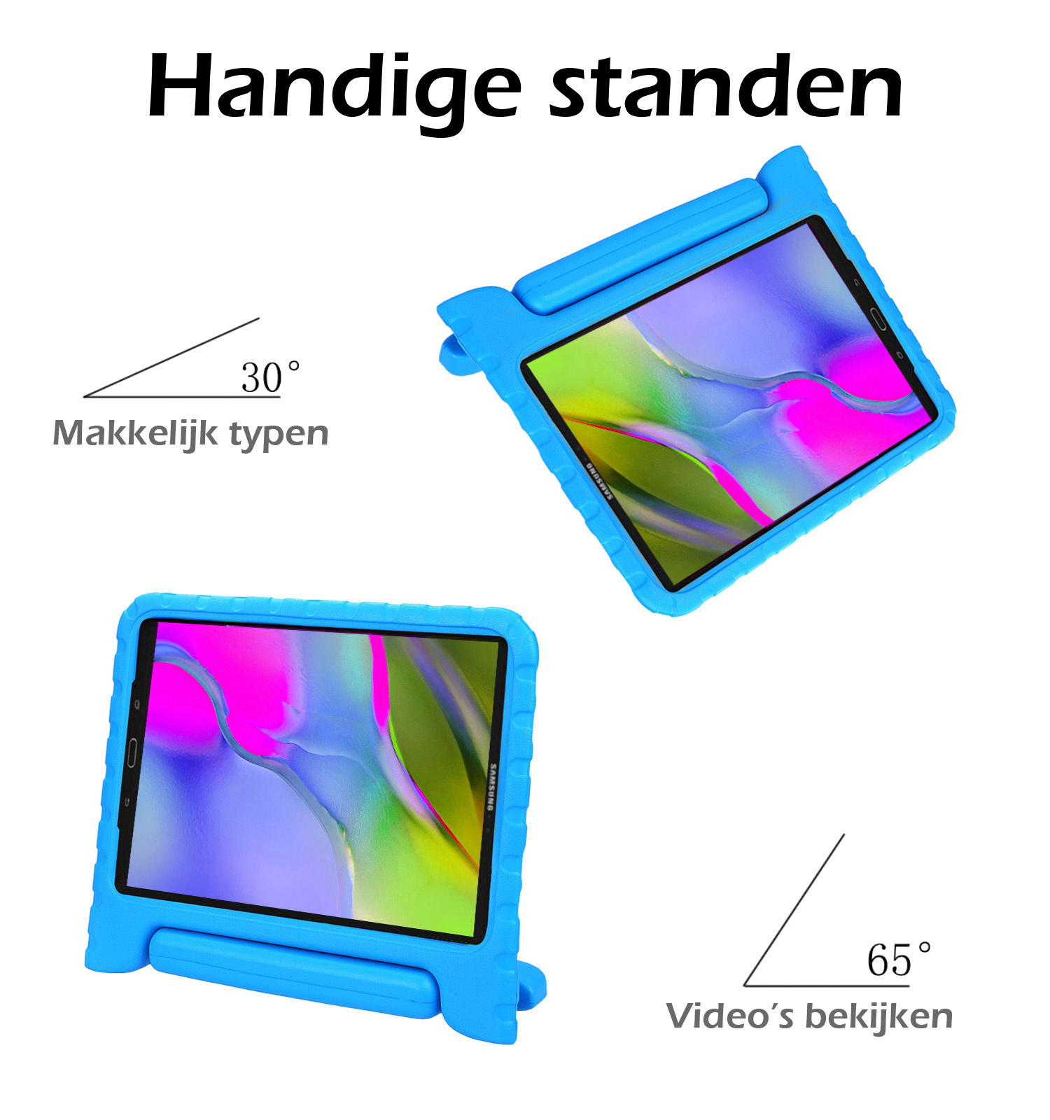 Nomfy Hoes Geschikt voor Samsung Galaxy Tab A 10.1 2019 Hoes Bumper Kindvriendelijk Kids Case Kinderhoes Met 2x Screenprotector - Hoesje Geschikt voor Samsung Tab A 10.1 2019 Hoesje Shockproof Cover Hoes - Blauw