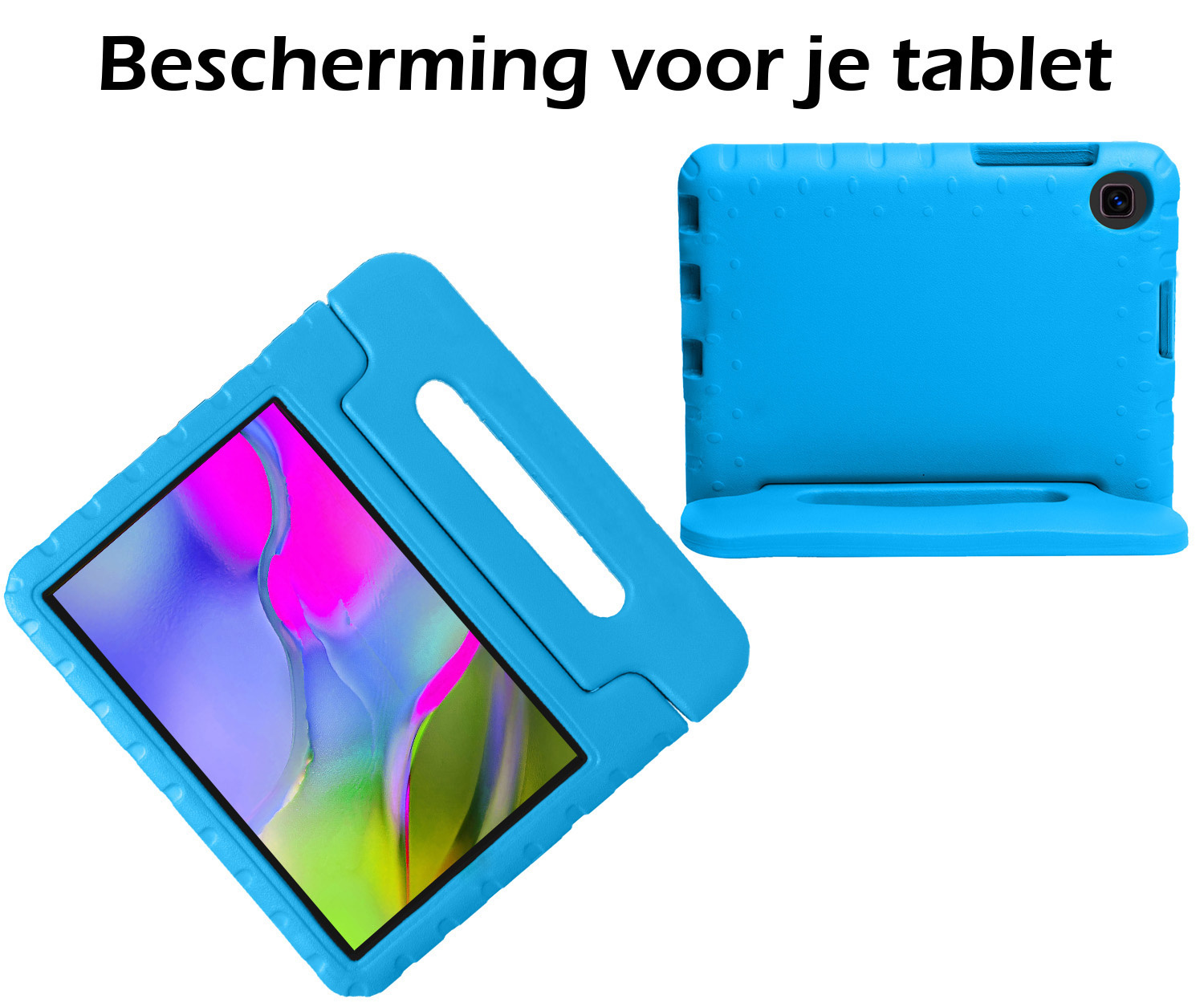Nomfy Hoes Geschikt voor Samsung Galaxy Tab A 10.1 2019 Hoes Bumper Kindvriendelijk Kids Case Kinderhoes Met 2x Screenprotector - Hoesje Geschikt voor Samsung Tab A 10.1 2019 Hoesje Shockproof Cover Hoes - Blauw