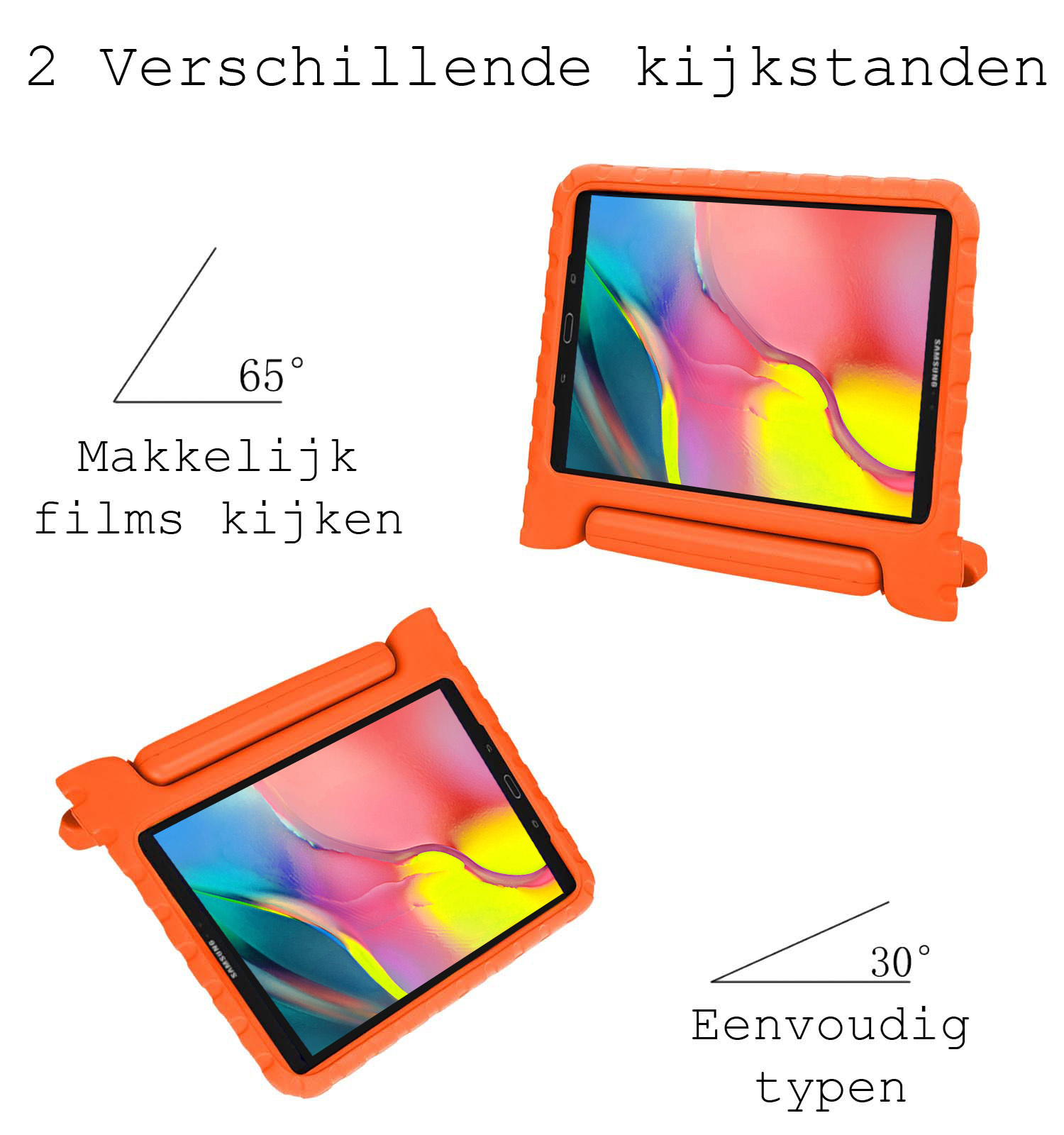 BASEY. Hoesje Geschikt voor Samsung Galaxy Tab A 10.1 2019 Hoesje Kinder Hoes Shockproof Kinderhoes Met Screenprotector - Kindvriendelijk Hoesje Geschikt voor Samsung Tab A 10.1 2019 Hoes Kids Case - Oranje