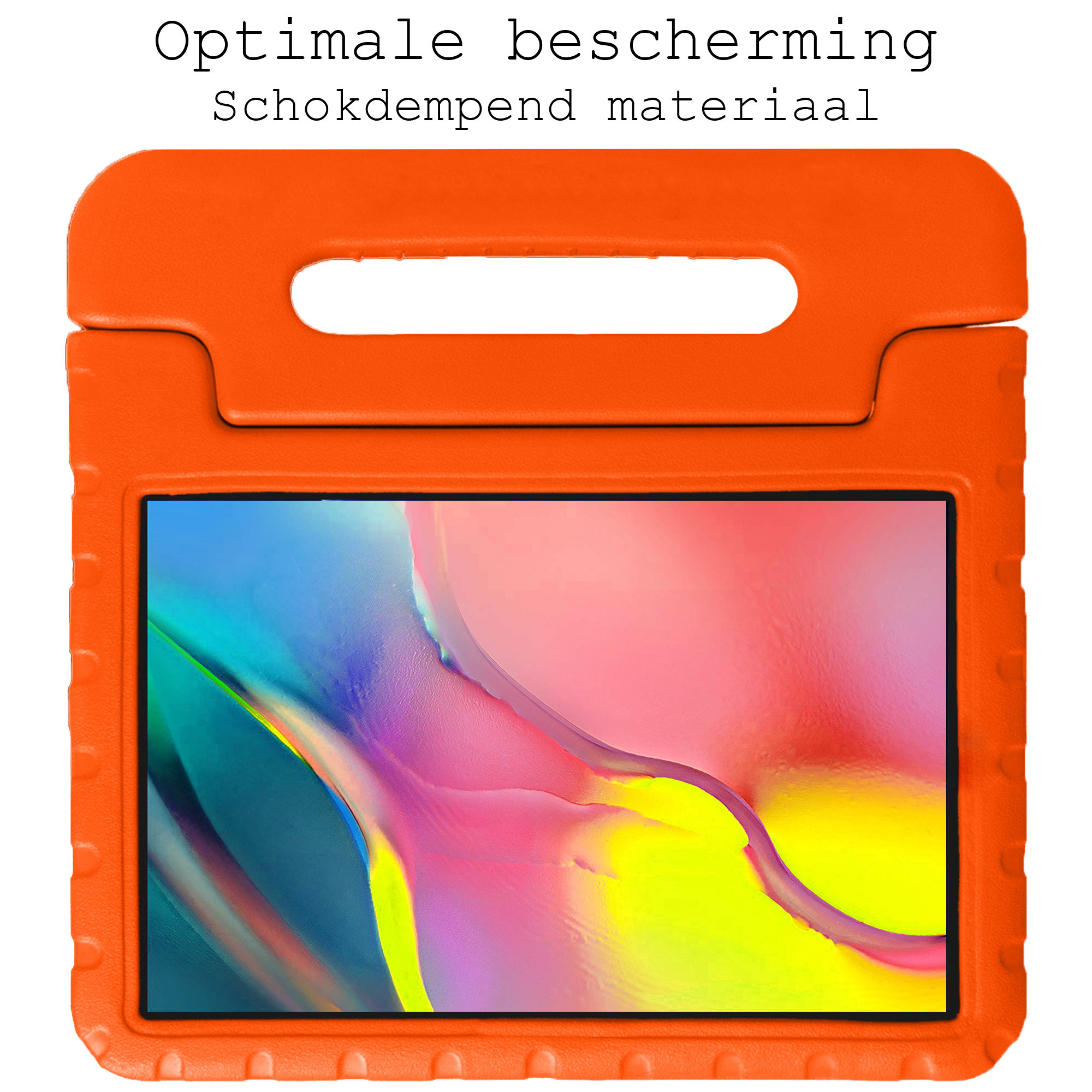 BASEY. Hoesje Geschikt voor Samsung Galaxy Tab A 10.1 2019 Hoesje Kinder Hoes Shockproof Kinderhoes Met Screenprotector - Kindvriendelijk Hoesje Geschikt voor Samsung Tab A 10.1 2019 Hoes Kids Case - Oranje
