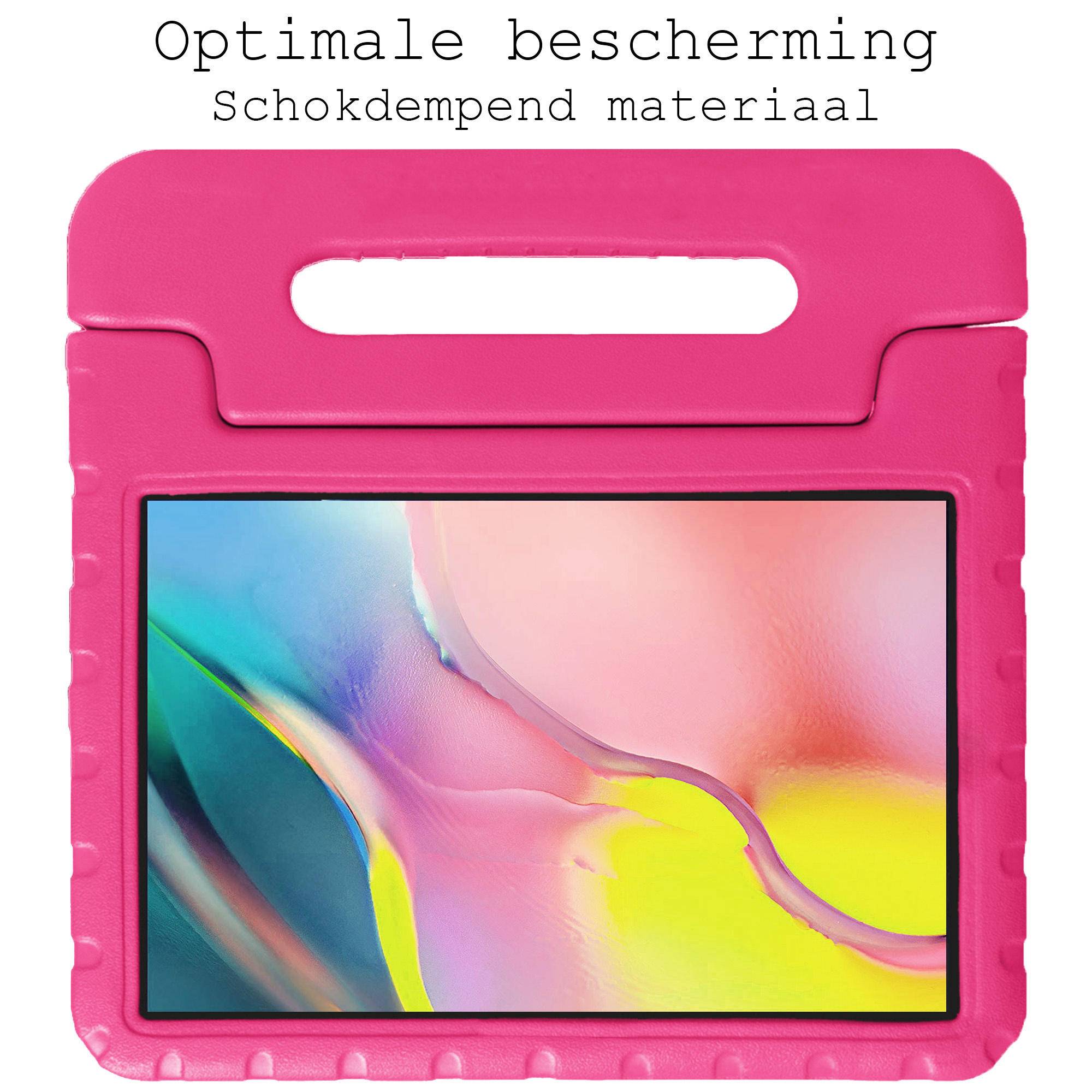 BASEY. Hoesje Geschikt voor Samsung Galaxy Tab A 10.1 2019 Hoesje Kinder Hoes Shockproof Kinderhoes Met Screenprotector - Kindvriendelijk Hoesje Geschikt voor Samsung Tab A 10.1 2019 Hoes Kids Case - Roze