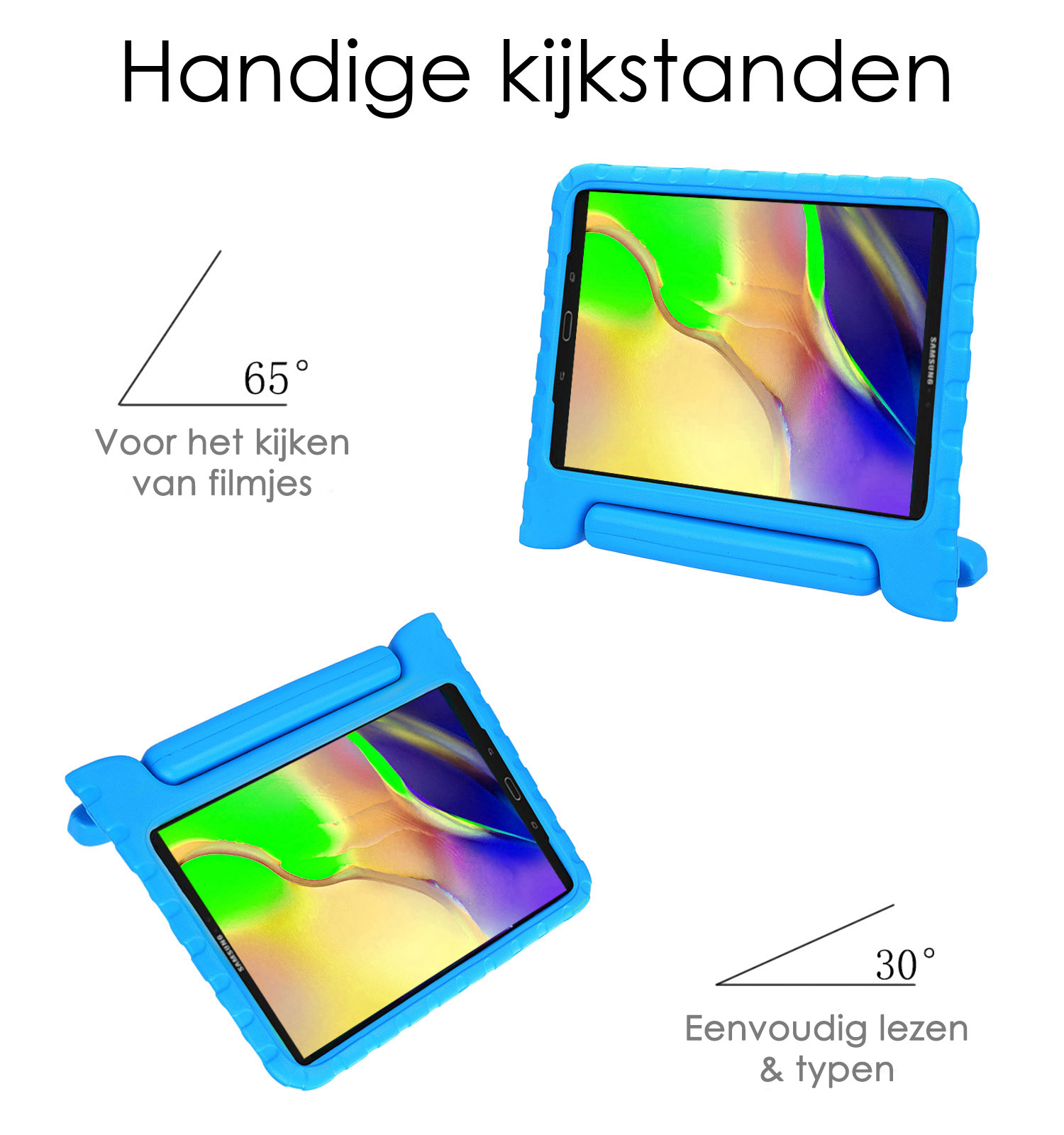 NoXx Hoesje Geschikt voor Samsung Galaxy Tab A 10.1 2019 Hoesje Kinderhoes Shockproof Hoes Kids Case Met Screenprotector - Blauw