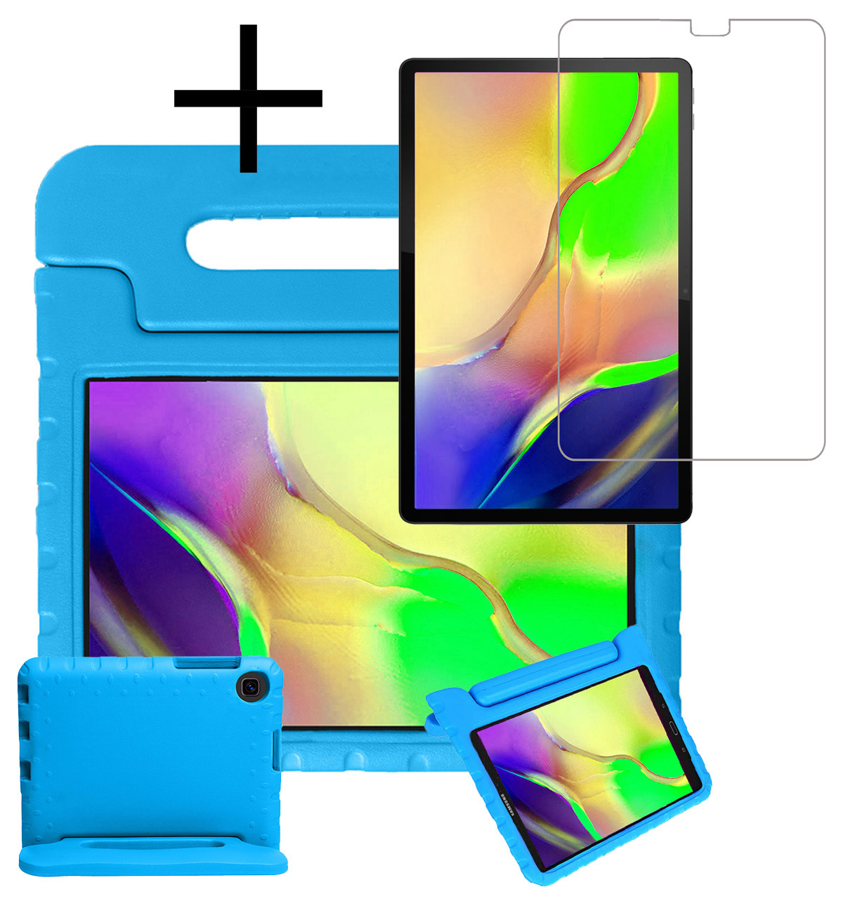 NoXx Hoesje Geschikt voor Samsung Galaxy Tab A 10.1 2019 Hoesje Kinderhoes Shockproof Hoes Kids Case Met Screenprotector - Blauw