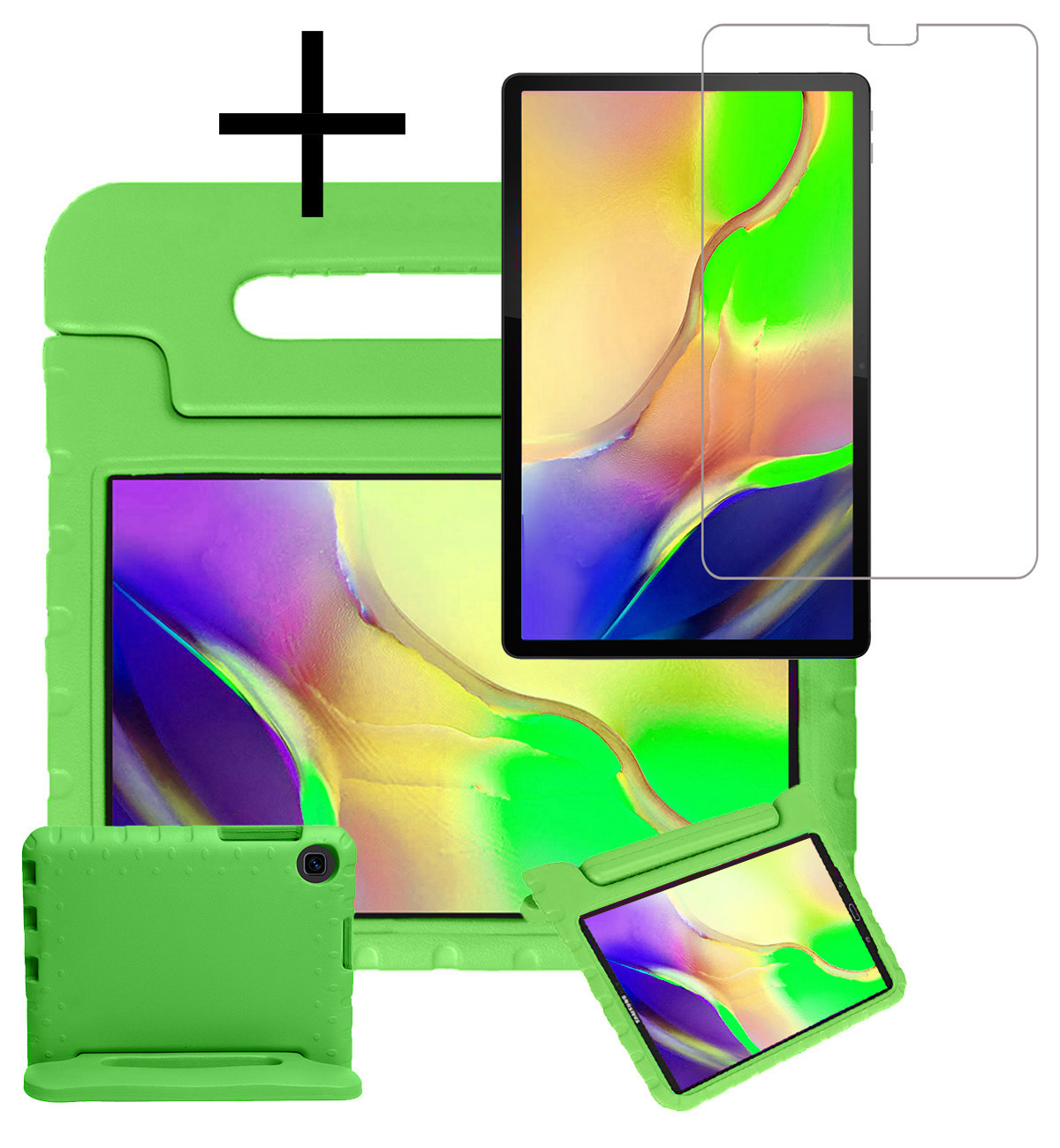 NoXx Hoesje Geschikt voor Samsung Galaxy Tab A 10.1 2019 Hoesje Kinderhoes Shockproof Hoes Kids Case Met Screenprotector - Groen