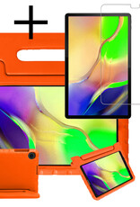 NoXx Hoesje Geschikt voor Samsung Galaxy Tab A 10.1 2019 Hoesje Kinderhoes Shockproof Hoes Kids Case Met Screenprotector - Oranje