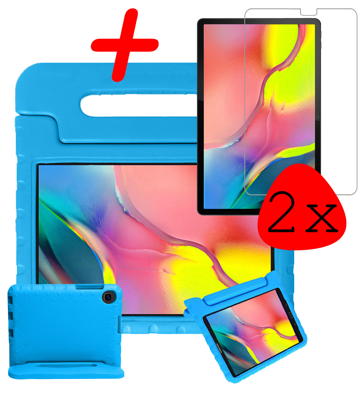BASEY. Hoesje Geschikt voor Samsung Galaxy Tab A 10.1 2019 Hoesje Kinder Hoes Shockproof Kinderhoes Met 2x Screenprotector - Kindvriendelijk Hoesje Geschikt voor Samsung Tab A 10.1 2019 Hoes Kids Case - Blauw