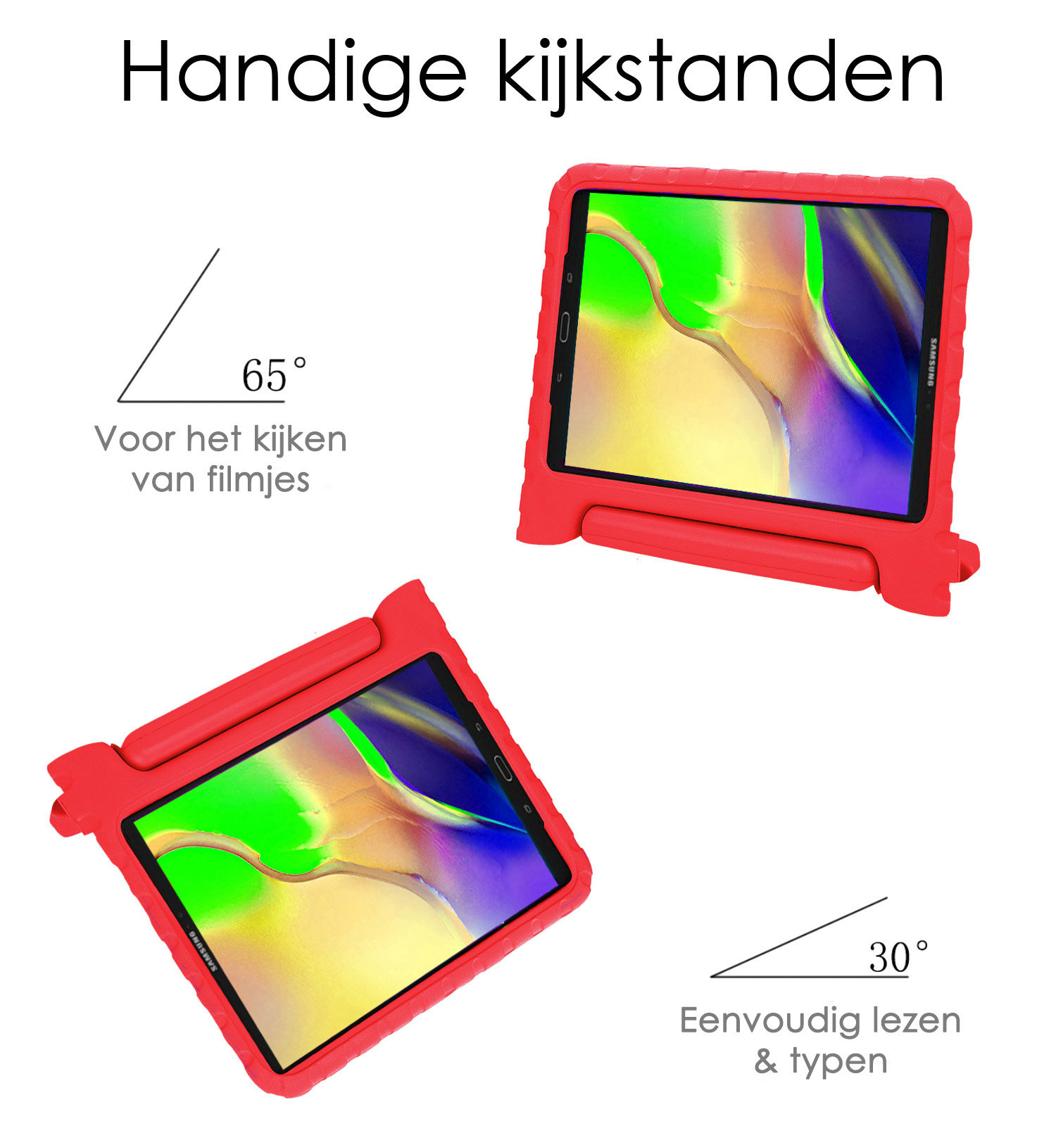 NoXx Hoesje Geschikt voor Samsung Galaxy Tab A 10.1 2019 Hoesje Kinderhoes Shockproof Hoes Kids Case Met Screenprotector - Rood