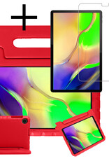 NoXx Hoesje Geschikt voor Samsung Galaxy Tab A 10.1 2019 Hoesje Kinderhoes Shockproof Hoes Kids Case Met Screenprotector - Rood