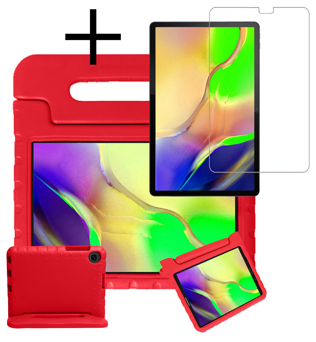 NoXx Hoesje Geschikt voor Samsung Galaxy Tab A 10.1 2019 Hoesje Kinderhoes Shockproof Hoes Kids Case Met Screenprotector - Rood