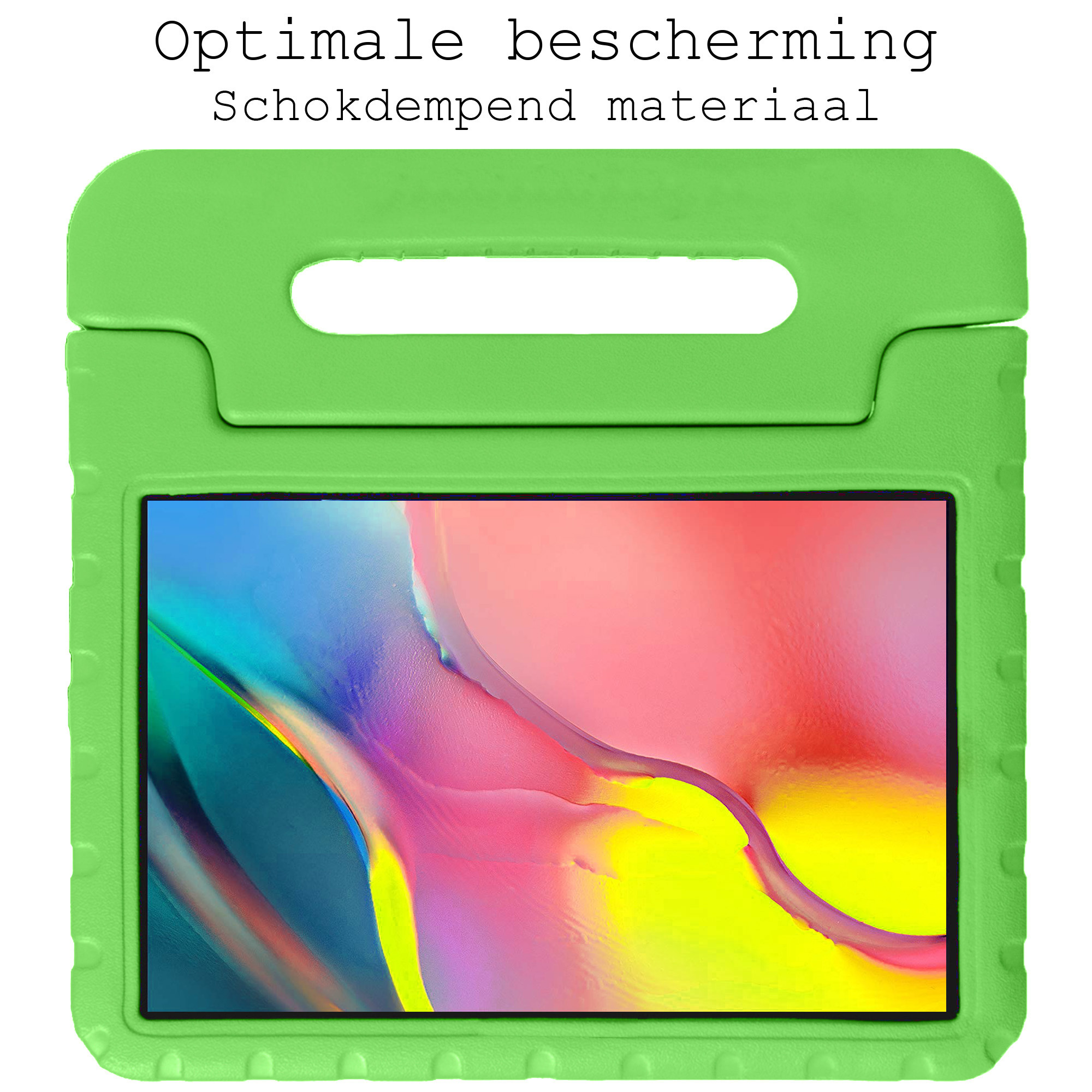 BASEY. Hoesje Geschikt voor Samsung Galaxy Tab A 10.1 2019 Hoesje Kinder Hoes Shockproof Kinderhoes Met 2x Screenprotector - Kindvriendelijk Hoesje Geschikt voor Samsung Tab A 10.1 2019 Hoes Kids Case - Groen