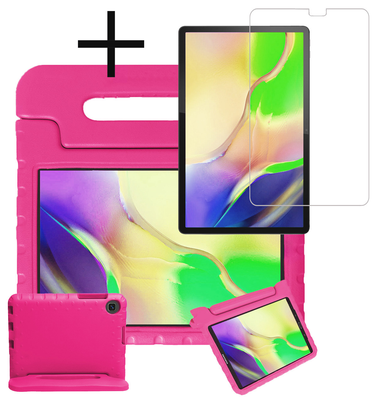 NoXx Hoesje Geschikt voor Samsung Galaxy Tab A 10.1 2019 Hoesje Kinderhoes Shockproof Hoes Kids Case Met Screenprotector - Roze