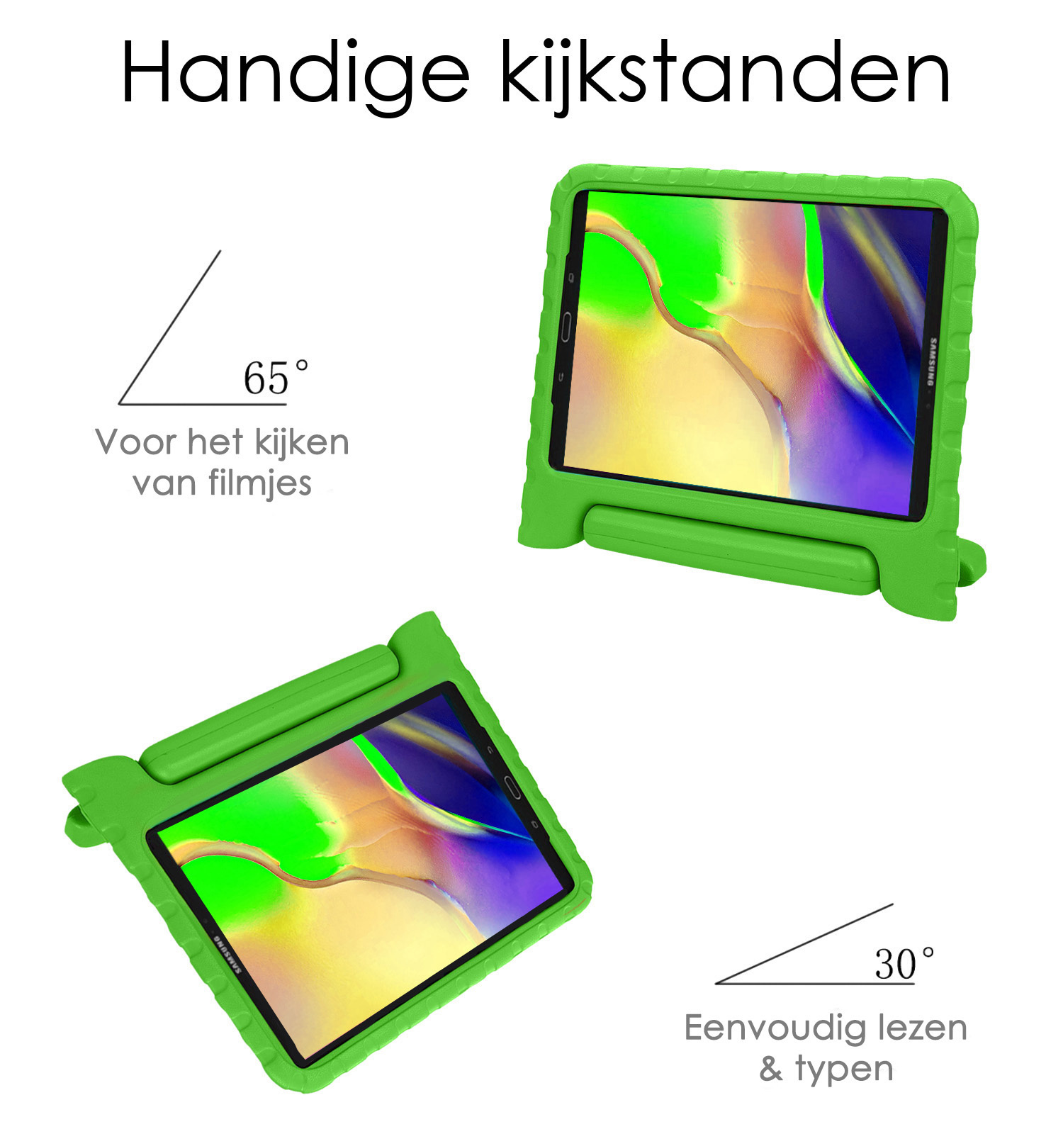 NoXx Hoesje Geschikt voor Samsung Galaxy Tab A 10.1 2019 Hoesje Kinderhoes Shockproof Hoes Kids Case Met 2x Screenprotector - Groen