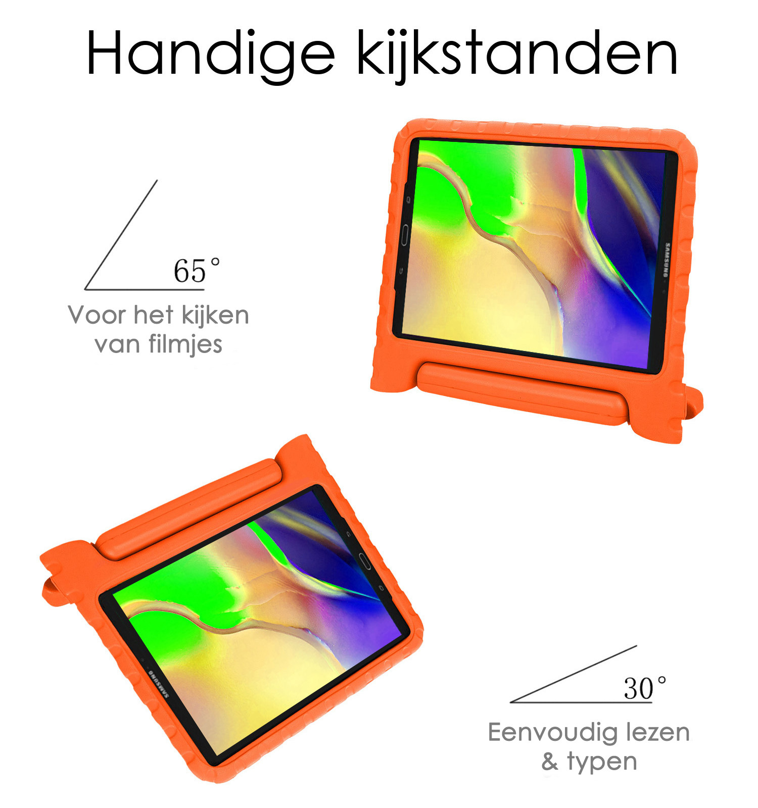NoXx Hoesje Geschikt voor Samsung Galaxy Tab A 10.1 2019 Hoesje Kinderhoes Shockproof Hoes Kids Case Met 2x Screenprotector - Oranje