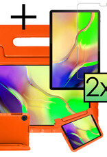 NoXx Hoesje Geschikt voor Samsung Galaxy Tab A 10.1 2019 Hoesje Kinderhoes Shockproof Hoes Kids Case Met 2x Screenprotector - Oranje