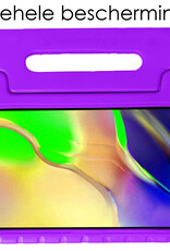 NoXx Hoesje Geschikt voor Samsung Galaxy Tab A 10.1 2019 Hoesje Kinderhoes Shockproof Hoes Kids Case Met 2x Screenprotector - Paars