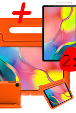 BASEY. Hoesje Geschikt voor Samsung Galaxy Tab A 10.1 2019 Hoesje Kinder Hoes Shockproof Kinderhoes Met 2x Screenprotector - Kindvriendelijk Hoesje Geschikt voor Samsung Tab A 10.1 2019 Hoes Kids Case - Oranje