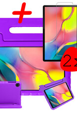BASEY. Hoesje Geschikt voor Samsung Galaxy Tab A 10.1 2019 Hoesje Kinder Hoes Shockproof Kinderhoes Met 2x Screenprotector - Kindvriendelijk Hoesje Geschikt voor Samsung Tab A 10.1 2019 Hoes Kids Case - Paars