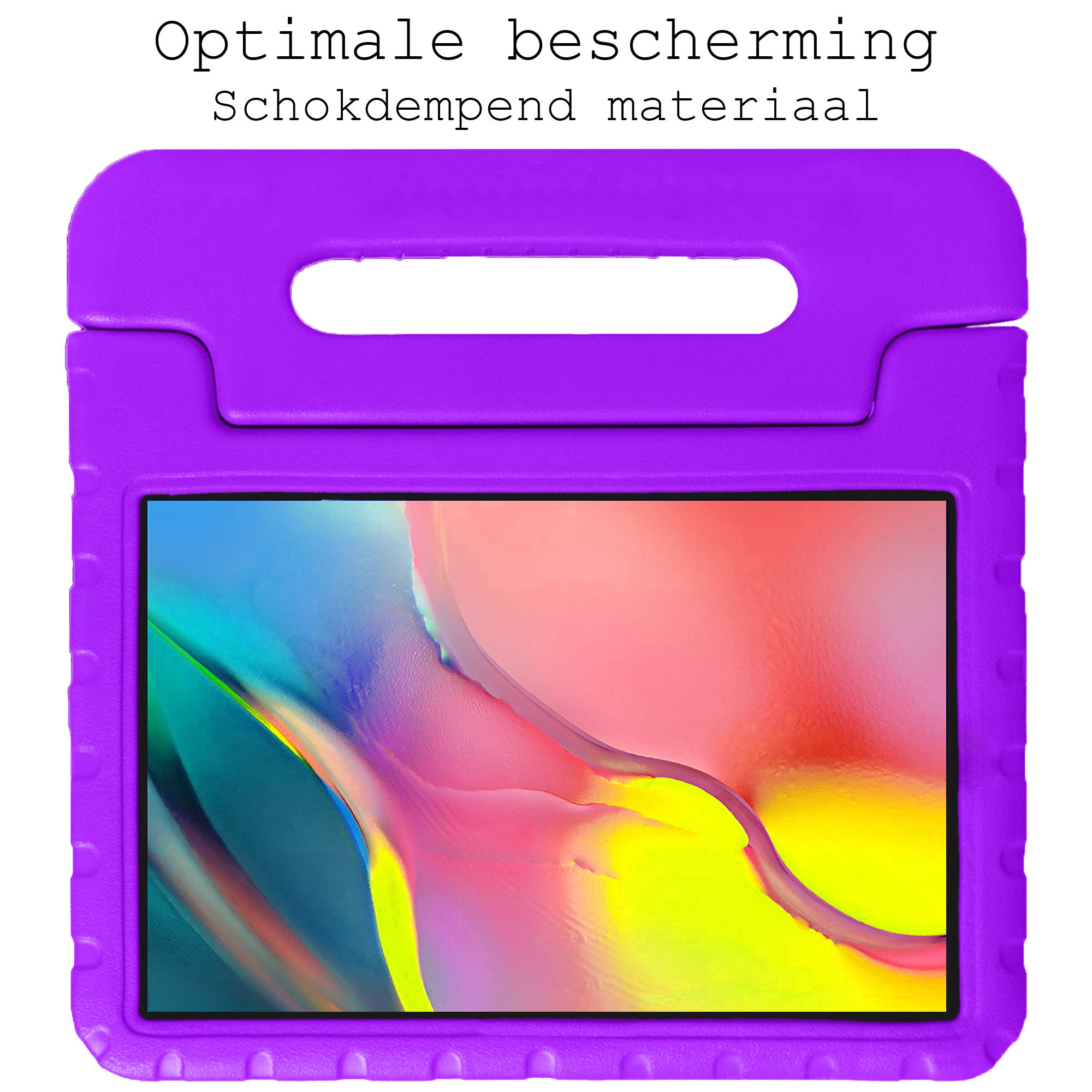 BASEY. Hoesje Geschikt voor Samsung Galaxy Tab A 10.1 2019 Hoesje Kinder Hoes Shockproof Kinderhoes Met 2x Screenprotector - Kindvriendelijk Hoesje Geschikt voor Samsung Tab A 10.1 2019 Hoes Kids Case - Paars