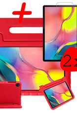 BASEY. Hoesje Geschikt voor Samsung Galaxy Tab A 10.1 2019 Hoesje Kinder Hoes Shockproof Kinderhoes Met 2x Screenprotector - Kindvriendelijk Hoesje Geschikt voor Samsung Tab A 10.1 2019 Hoes Kids Case - Rood