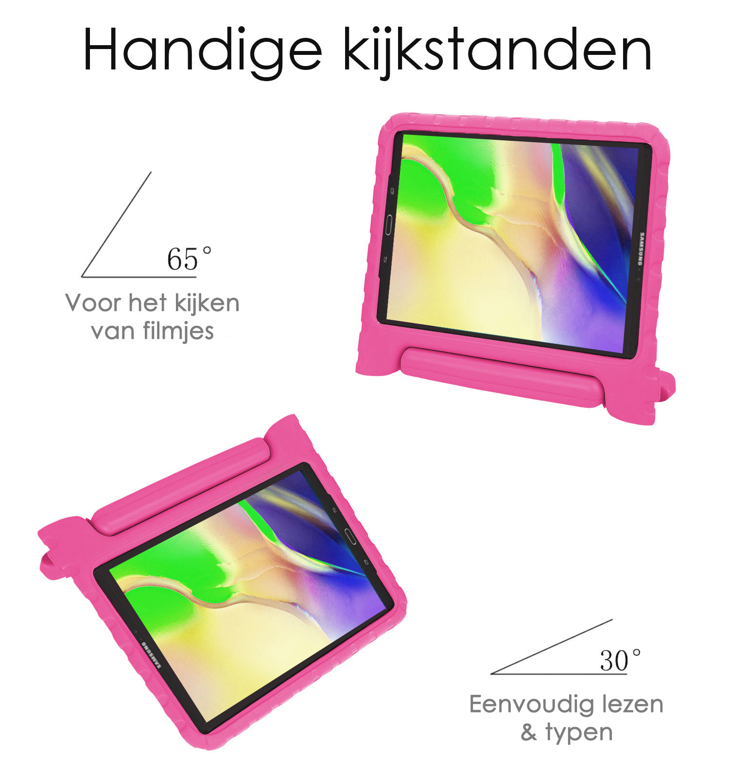 NoXx Hoesje Geschikt voor Samsung Galaxy Tab A 10.1 2019 Hoesje Kinderhoes Shockproof Hoes Kids Case Met 2x Screenprotector - Roze
