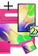 NoXx Hoesje Geschikt voor Samsung Galaxy Tab A 10.1 2019 Hoesje Kinderhoes Shockproof Hoes Kids Case Met 2x Screenprotector - Roze