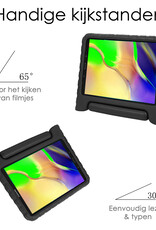 NoXx Hoesje Geschikt voor Samsung Galaxy Tab A 10.1 2019 Hoesje Kinderhoes Shockproof Hoes Kids Case Met 2x Screenprotector - Zwart