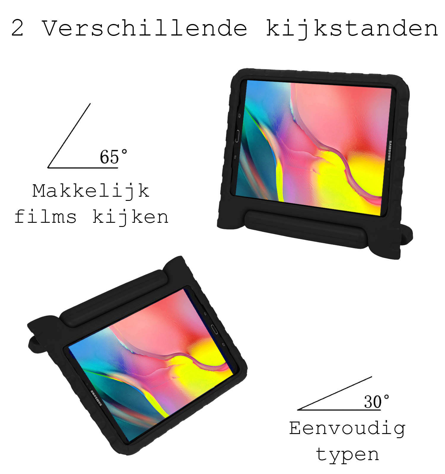 BASEY. Hoesje Geschikt voor Samsung Galaxy Tab A 10.1 2019 Hoesje Kinder Hoes Shockproof Kinderhoes Met 2x Screenprotector - Kindvriendelijk Hoesje Geschikt voor Samsung Tab A 10.1 2019 Hoes Kids Case - Zwart