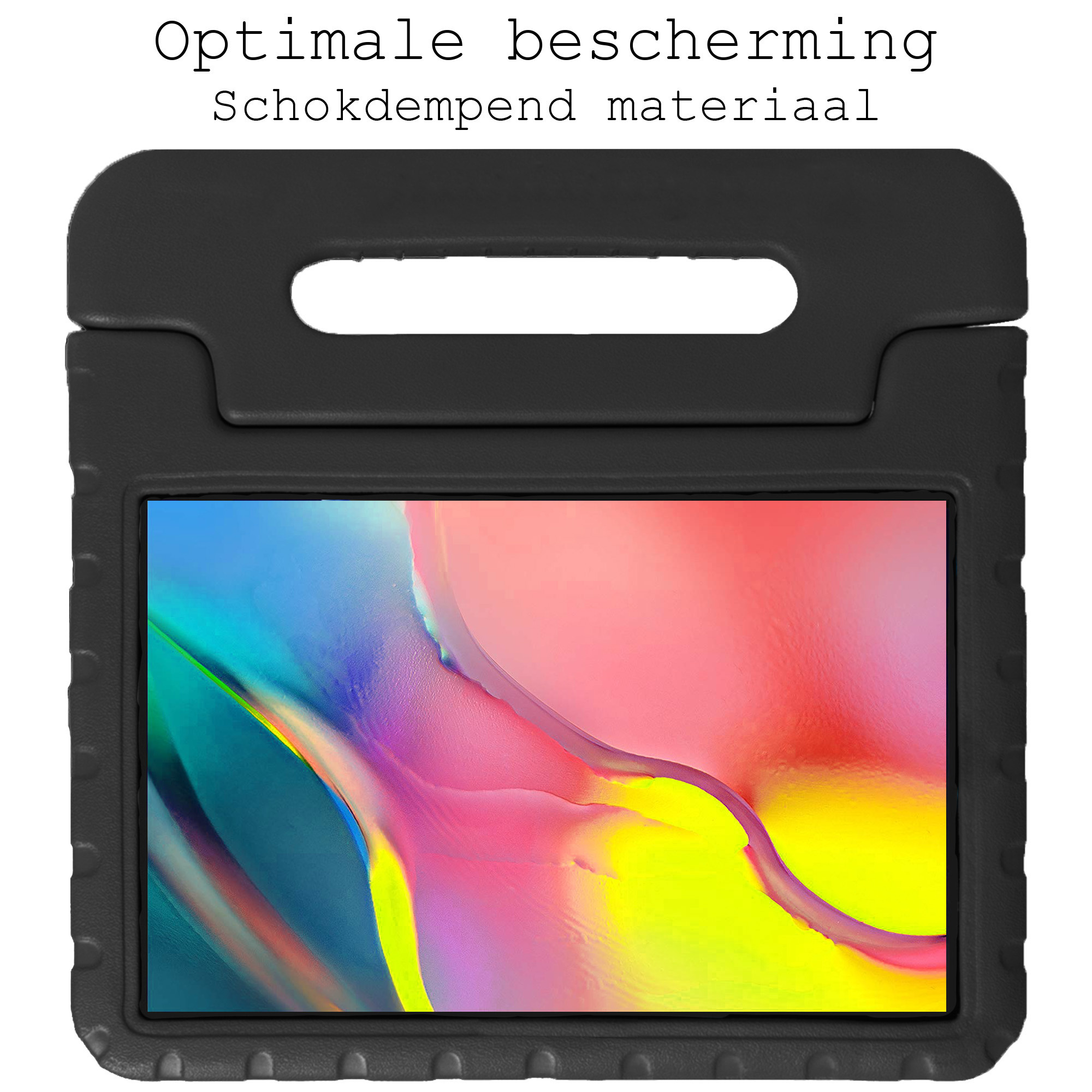 BASEY. Hoesje Geschikt voor Samsung Galaxy Tab A 10.1 2019 Hoesje Kinder Hoes Shockproof Kinderhoes Met 2x Screenprotector - Kindvriendelijk Hoesje Geschikt voor Samsung Tab A 10.1 2019 Hoes Kids Case - Zwart