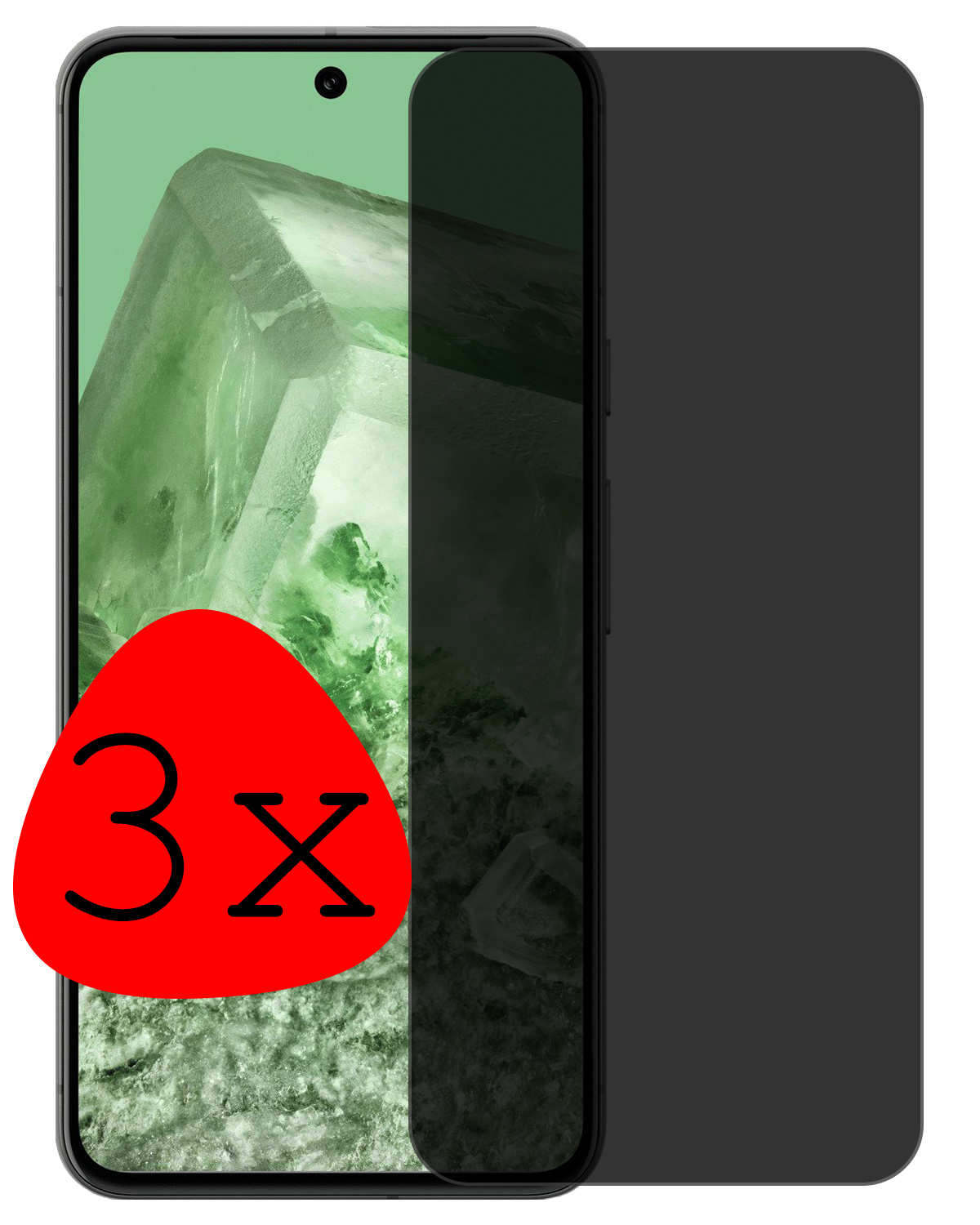 BASEY. Screenprotector Geschikt voor Google Pixel 8 Screenprotector Privacy Beschermglas - Screenprotector Geschikt voor Google Pixel 8 Screen Protector Full Screen Privacy - 3 Stuks