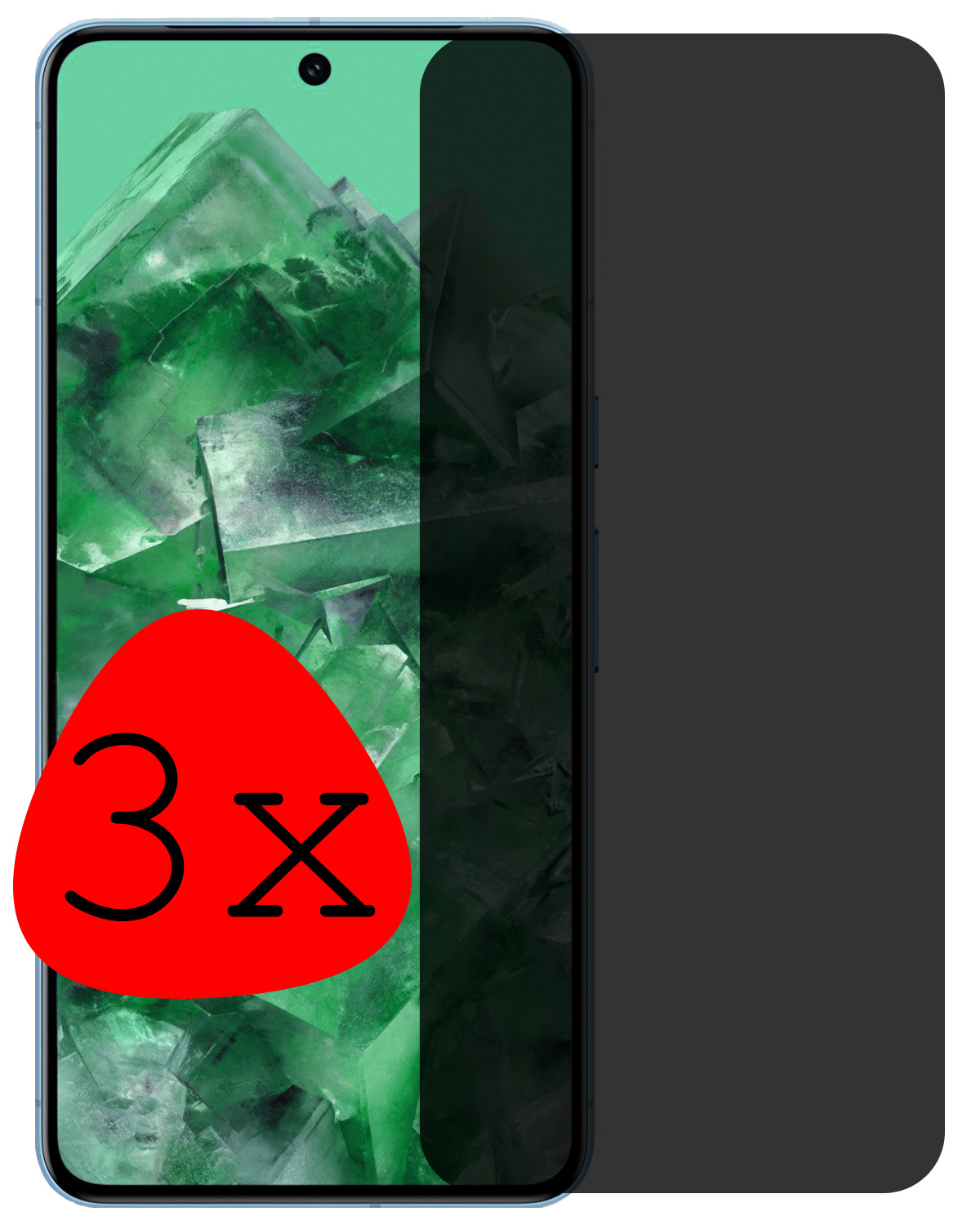 BASEY. Screenprotector Geschikt voor Google Pixel 8 Pro Screenprotector Privacy Beschermglas - Screenprotector Geschikt voor Google Pixel 8 Pro Screen Protector Full Screen Privacy - 3 Stuks